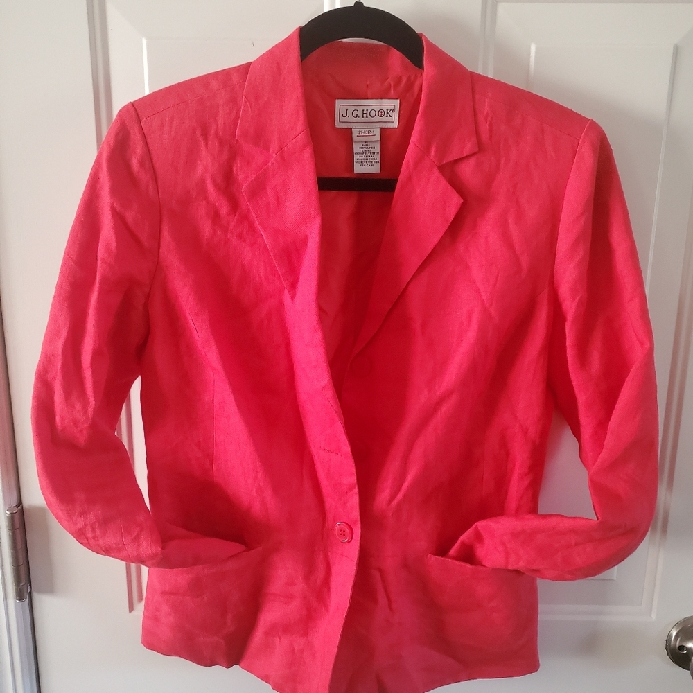 VTG JG HOOK RED LINEN BLAZER